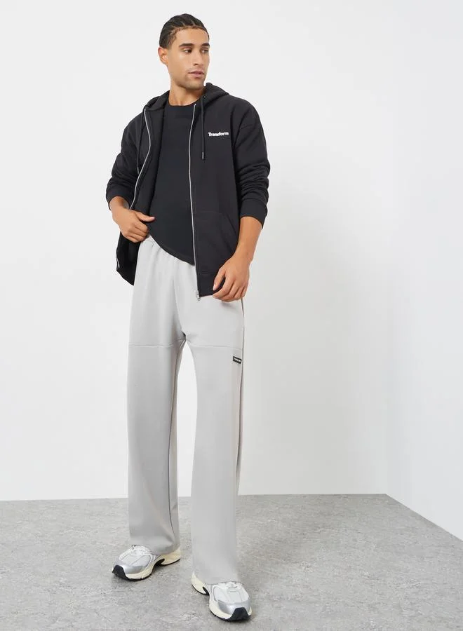 Men Grey Solid Wide Leg Joggers